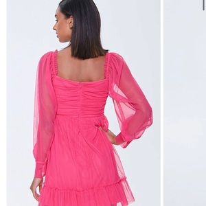 NEW!!!!! Mesh Balloon-Sleeve Sweetheart Dress